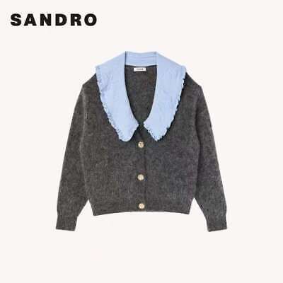 Sandro New Women's Sweet Loose Doll Neck Knitted Coat | eBay US