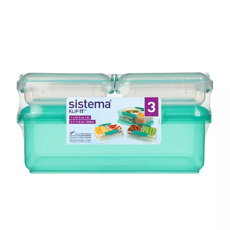 Sistema Klip It 2L Plastic Food Storage Containers, Set of 2