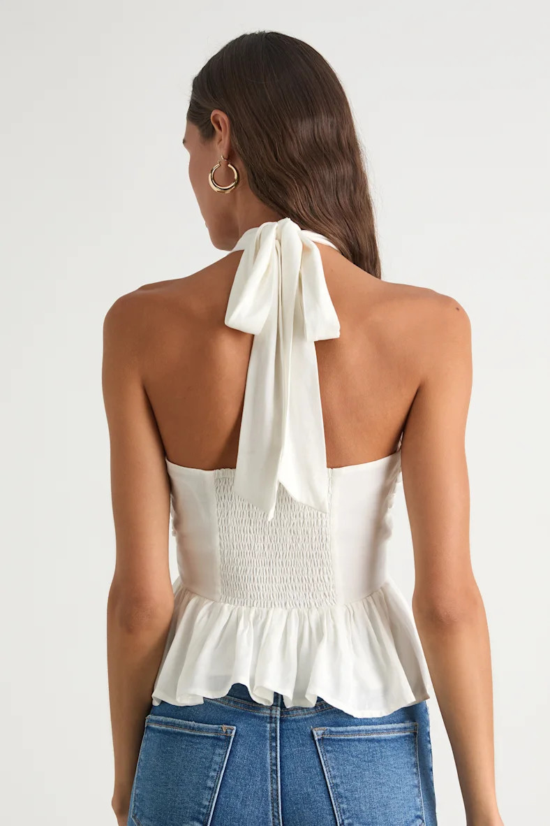 Kadri White Peplum Halter Top | Lulus