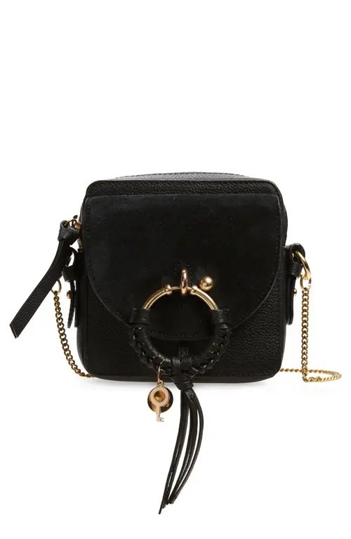 See by Chloé Small Joan Suede & Leather Crossbody Bag in Black at Nordstrom | Nordstrom