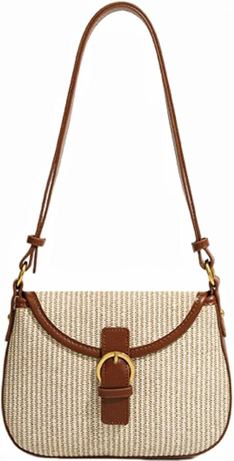 Glowave Summer Purses for Women, Straw Purse with Leather Strap, Raffia Handbags Woven Crossbody ... | Amazon (US)