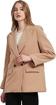 Women's Casual Long Sleeve Lapel Oversized Button Work Office Blazer Suit Jacket | Amazon (US)
