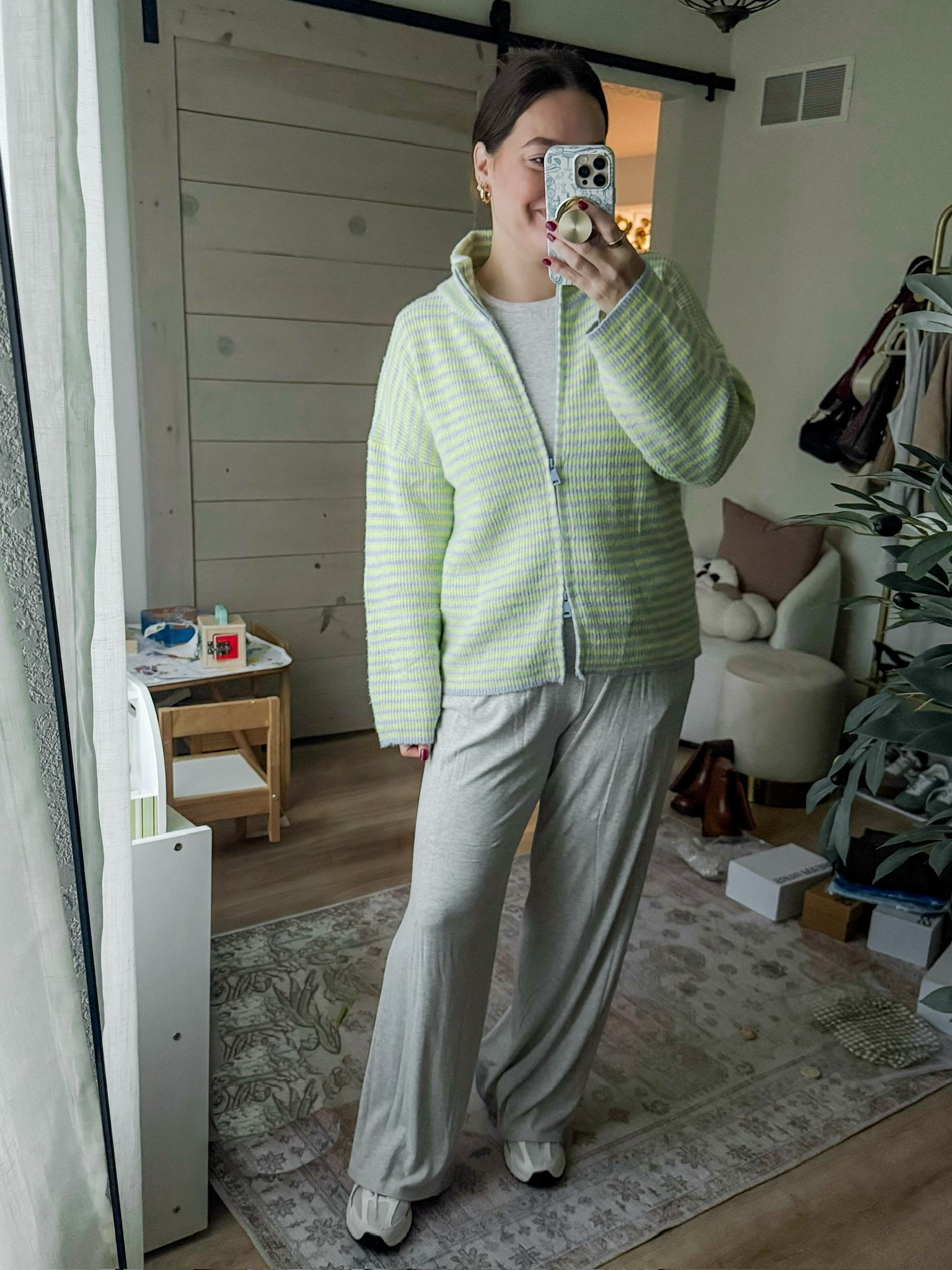 Fall lounge look // size large in the sweater and two piece lounge set that comes in long sleeve and short sleeve top options. Wearing the longer length pants

#LTKootd #LTKMidsize #LTKSeasonal