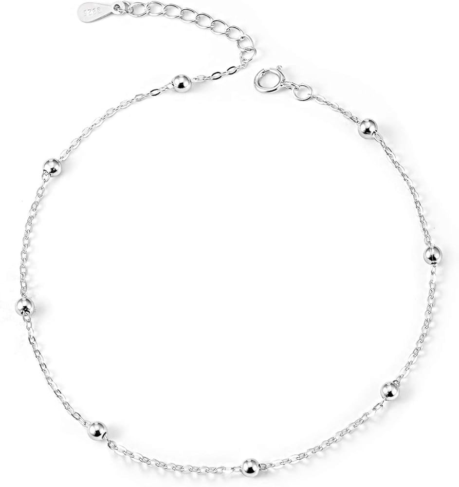 925 Sterling Silver Ankle Bracelet Multilayer Anklets for Women Satellite, Star, Cross, Circle, Butt | Amazon (US)