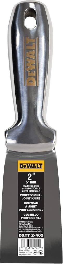 DEWALT 2" All Stainless Steel Joint Knife | One-Piece Premium Polished Metal Putty Blade | 2-402 | Amazon (US)