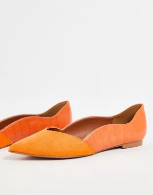 ASOS DESIGN Loretta pointed ballet flats in orange croc mix | ASOS (Global)