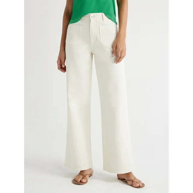 Free Assembly Women’s Patch Pocket Wide Leg Jeans, 30” Inseam | Walmart (US)