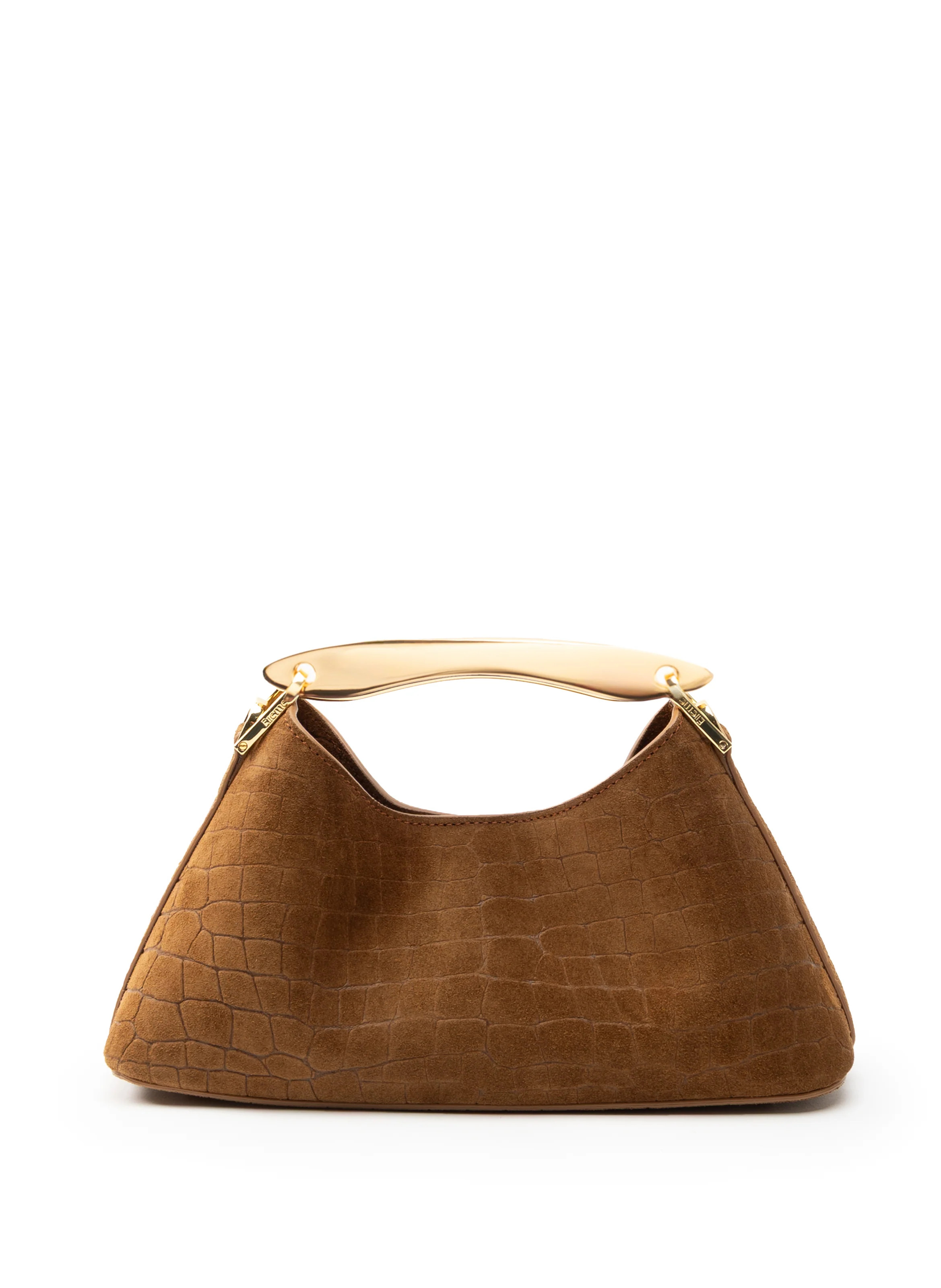 Mini Boomerang Croco Suede Cognac - Micro Bags for Women - Elleme | Elleme