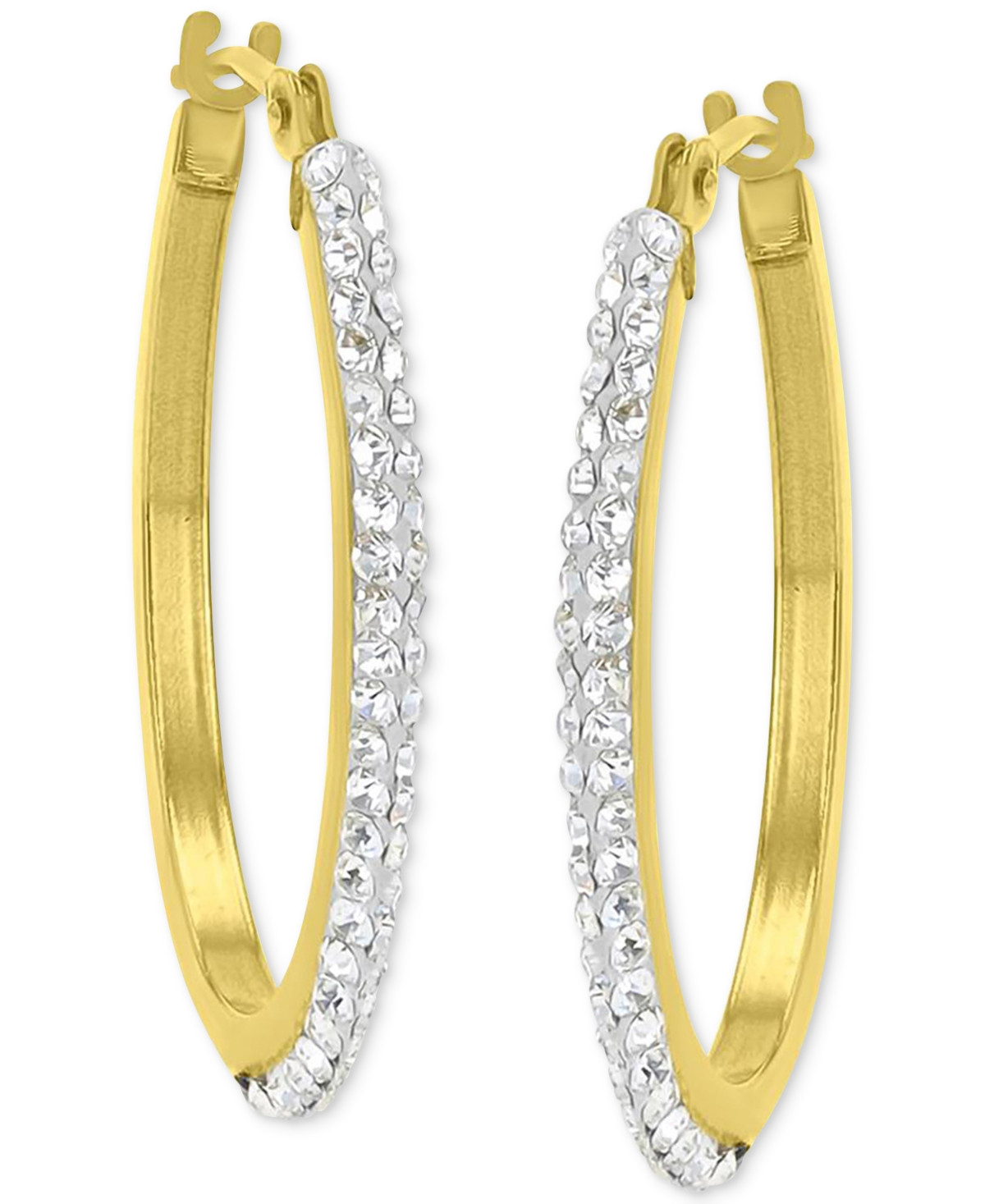 Crystal Pave Small Round Hoop Earrings in 10k Gold, 0.79" - Gold | Macy's