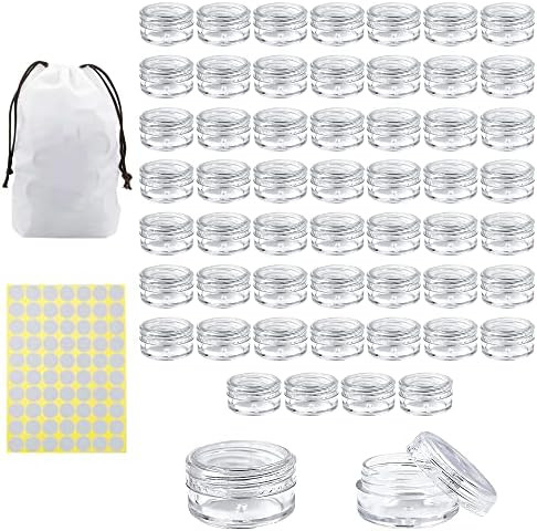 55Pcs 5 Grams Sample Containers with Lids and Labels, Small Little Mini Tiny Containers, Clear Ac... | Amazon (US)