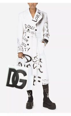 $5745 Dolce & Gabbana collection W Fu3i5 Graffiti Print wool coat w belt Eu 44  | eBay | eBay US