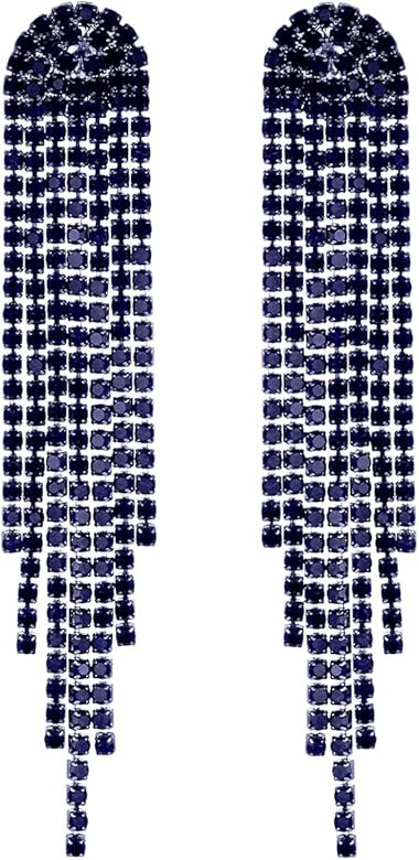 Mlouye Rhinestone Earrings Dangling for Women Girls Long Chandelier Earrings Tassel Fringe Crysta... | Amazon (US)