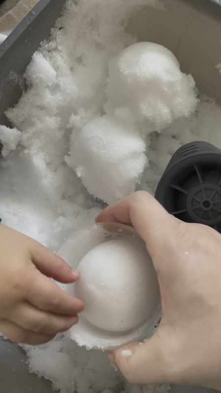 We used a sphere ice cube maker to make easy snowballs too!

Kids activity, snow day, toddler mom

#LTKkids #LTKfamily