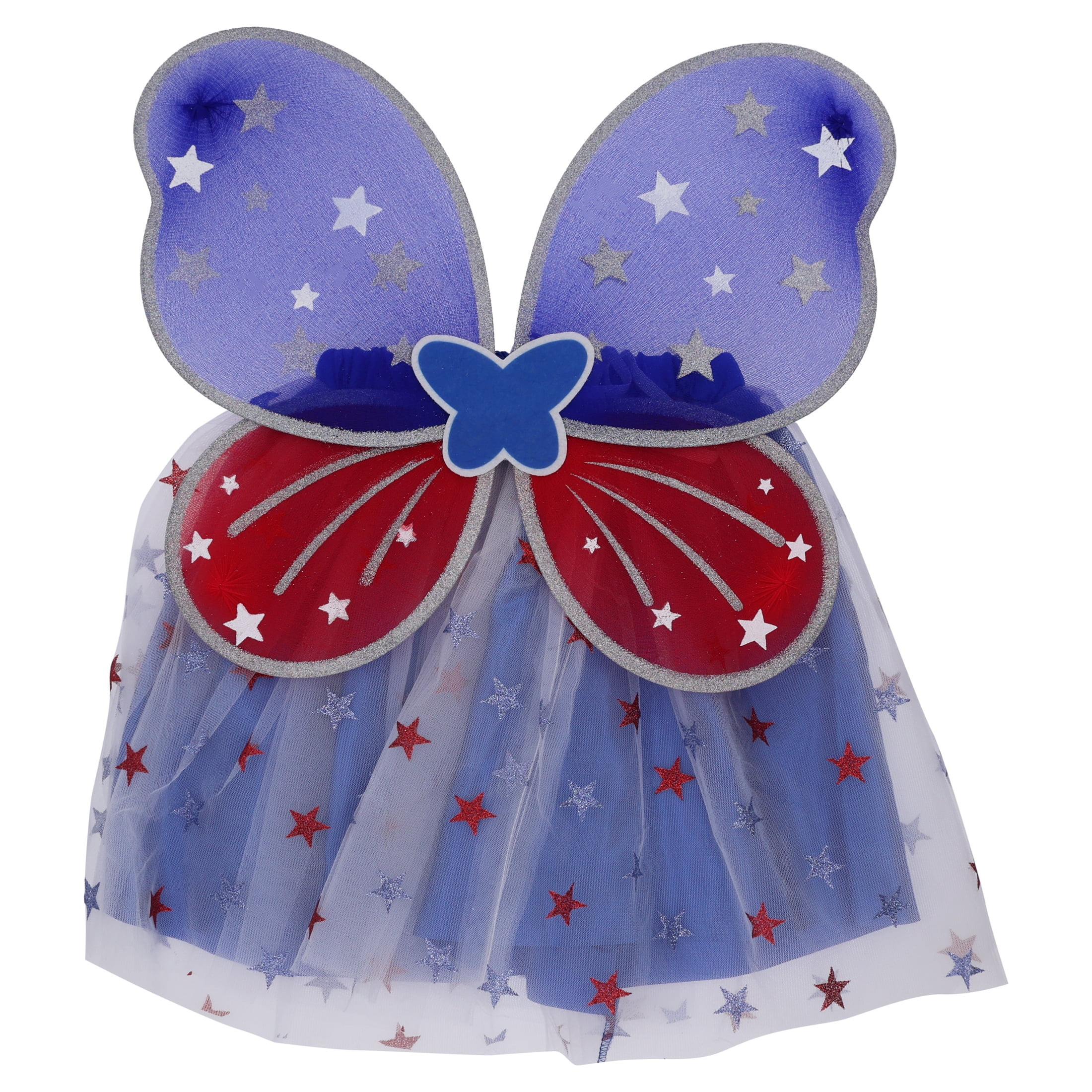 Toddler Wings and Tutu Set, Red/Silver/Blue, One Size, Patriotic by Way To Celebrate | Walmart (US)