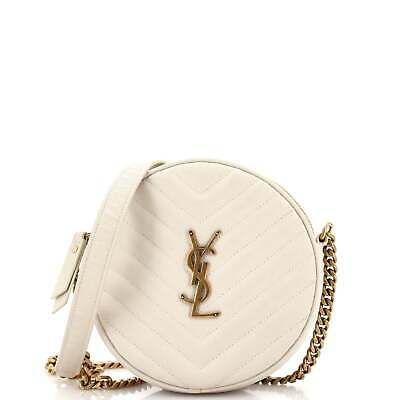 Saint Laurent Vinyle Round Camera Bag Matelasse Chevron Leather White  | eBay | eBay US