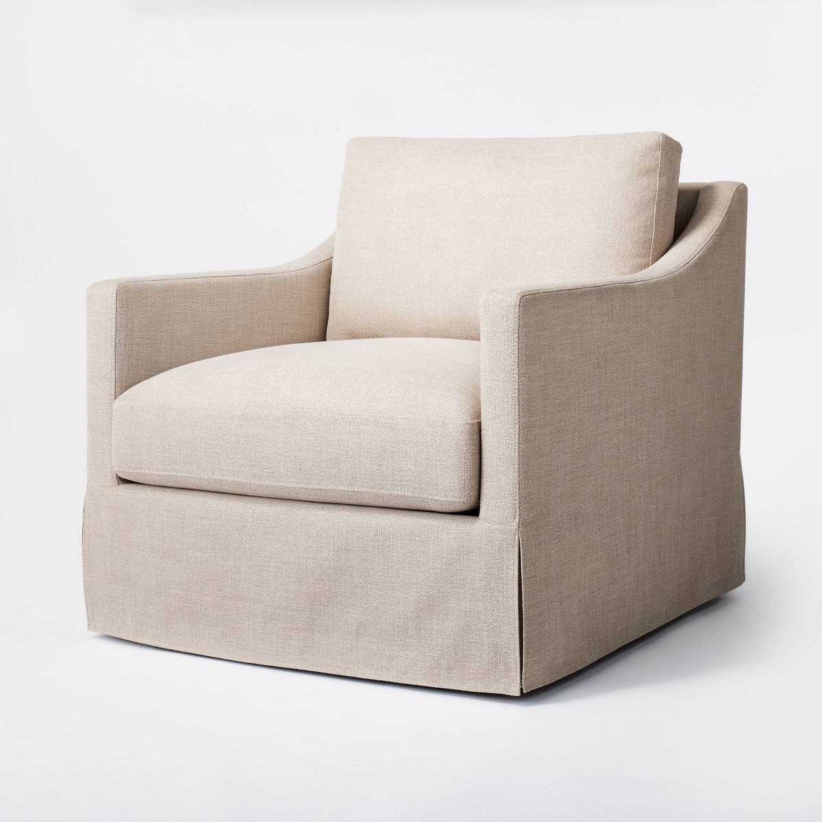 Vivian Park Upholstered Swivel Chair Mushroom Linen - Threshold™ designed with Studio McGee | Target