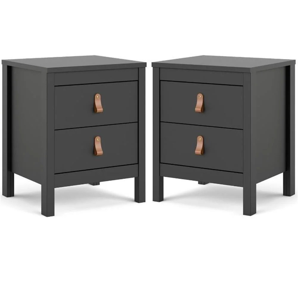 Home Square 2 Piece 2 Drawer Nightstand Set in Black Matte | Walmart (US)