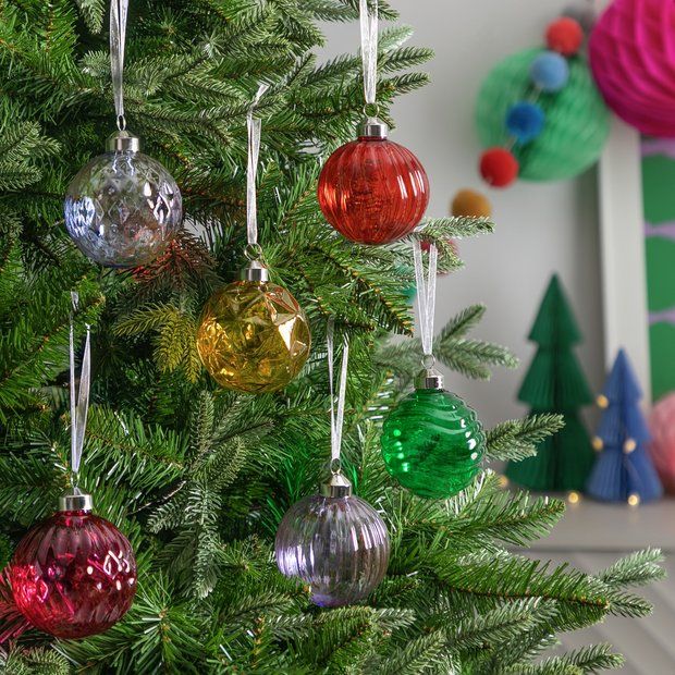 Habitat Pack of 6 Colour Twisted Glass Christmas Baubles320/5448 | argos.co.uk
