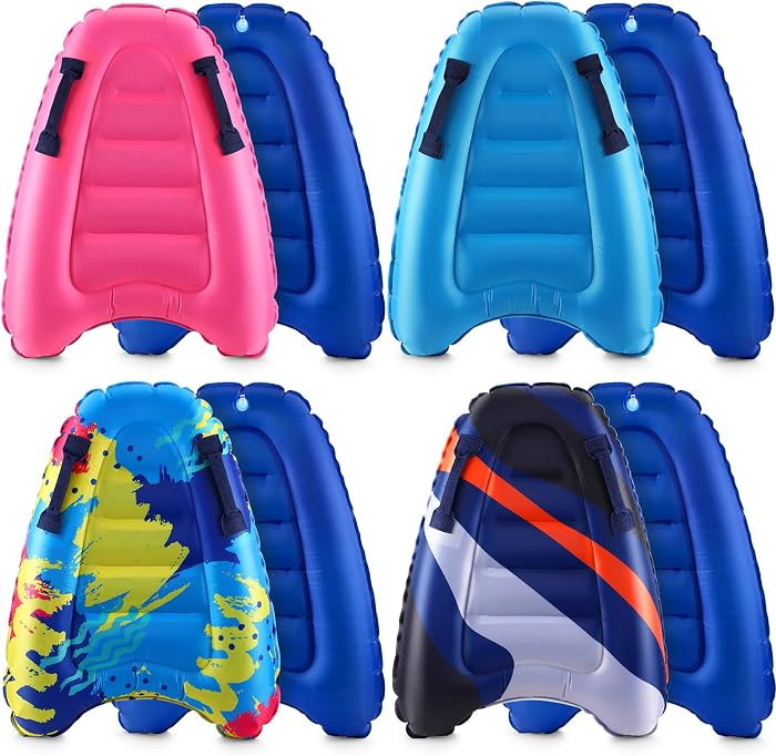 4 Pieces Inflatable Surf Body Boards with Handles Beach Floating Surfboard Lightweight Portable B... | Amazon (US)