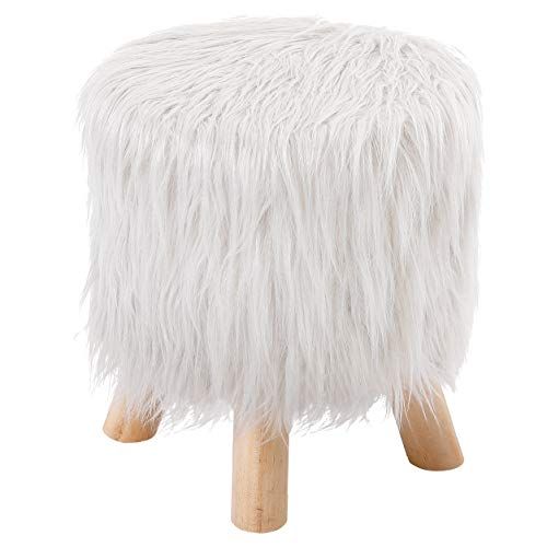 BIRDROCK HOME White Faux Fur Foot Stool Ottoman – Soft Compact Padded Seat - Living Room, Bedro... | Amazon (US)