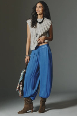 Maeve Draped Wide-Leg Pull-On Pants | Anthropologie (US)