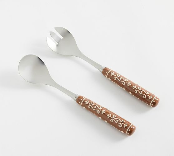 Gingerbread Stoneware Serving Utensils - Set of 2 | Pottery Barn (US)