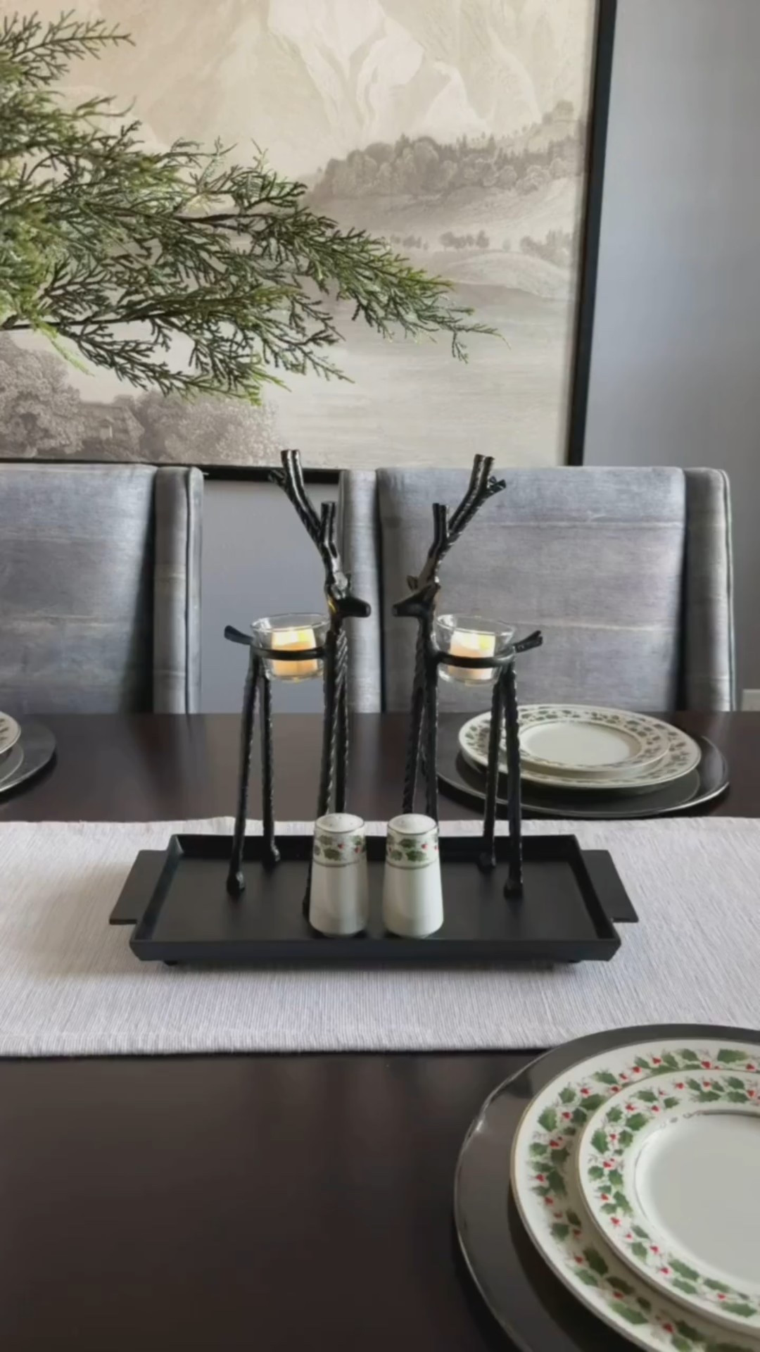 Instead of floral centerpieces, we like to use candle holders! It allows us to see our guests on the other side of the table 🥰

#christmascenterpiece #candleholders #homechristmasdecor #christmasdecor #holidaycenterpiece #reindeer #reindeercandleholder #minimalistchristmas #neutraldecor 

 

#LTKHoliday #LTKSeasonal #LTKHome