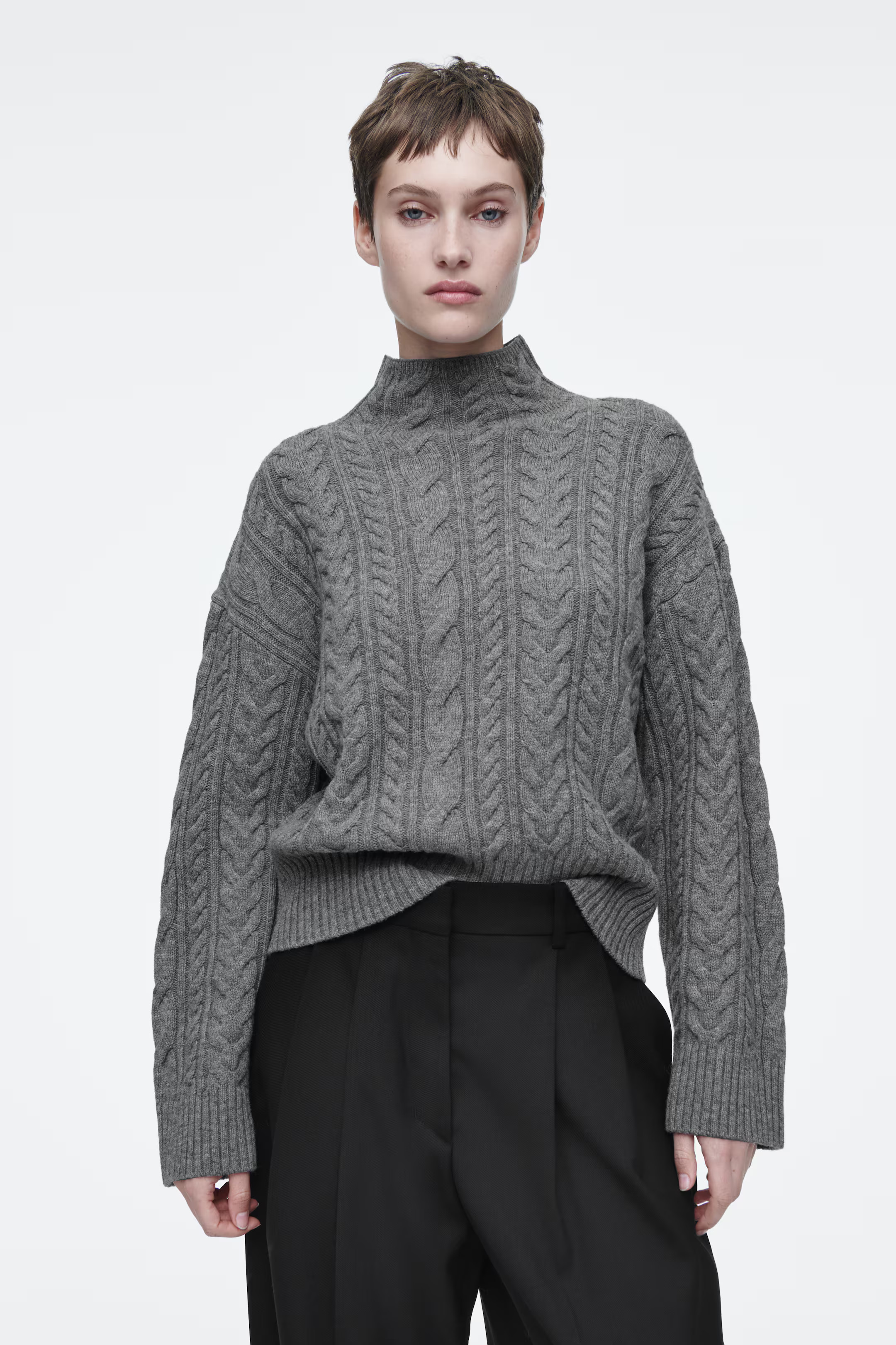 CABLE-KNIT WOOL FUNNEL-NECK JUMPER | H&M (UK, MY, IN, SG, PH, TW, HK)