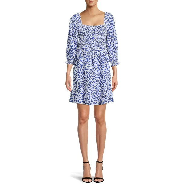 The Get Women's Long Sleeve Square Neck Mini Dress - Walmart.com | Walmart (US)