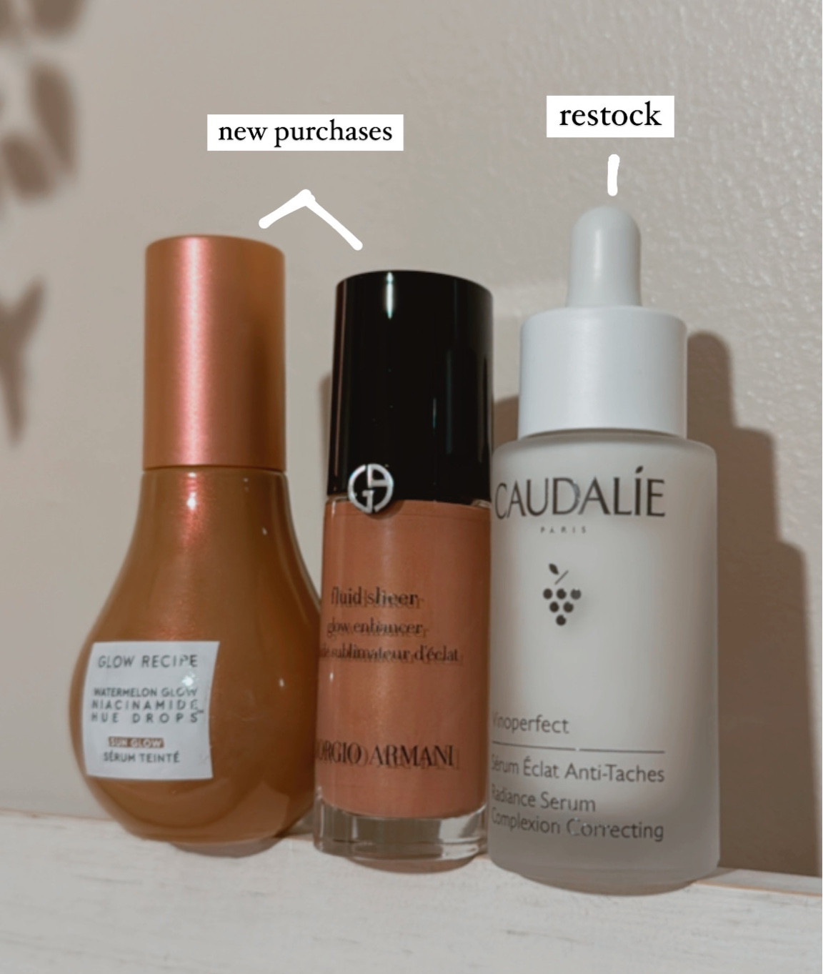 Just purchased the new Glow Recipe Sun Glow Drops, the Armani Fluid Sheer, and a restock on my Caudalie Vinoperfect Serum! 

#LTKfindsunder100 #LTKbeauty #LTKsalealert