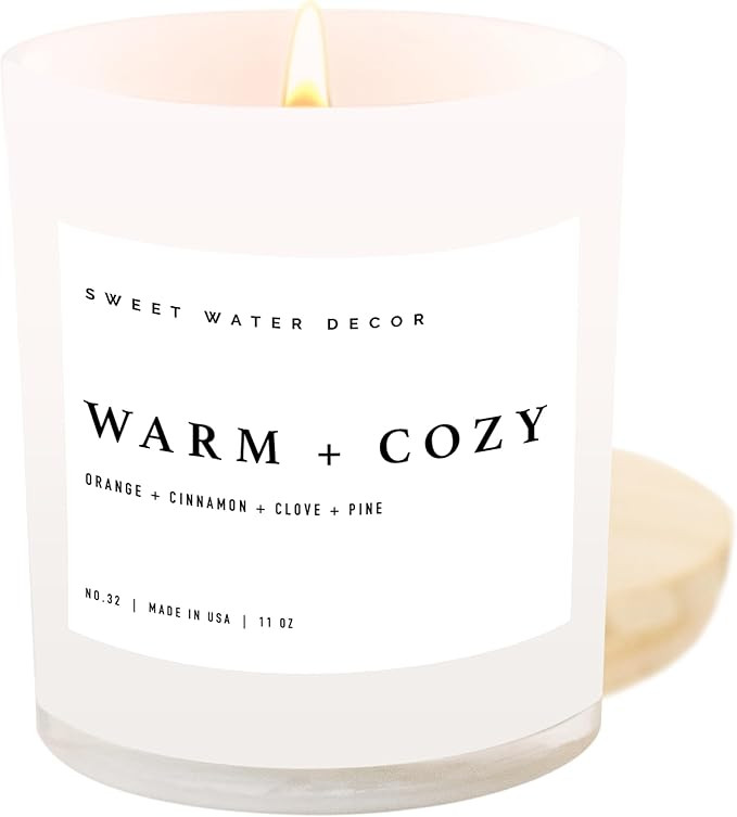 Sweet Water Decor Warm and Cozy Soy Candle - Pine, Orange, Cinnamon, and Fir Winter Scented Candl... | Amazon (US)