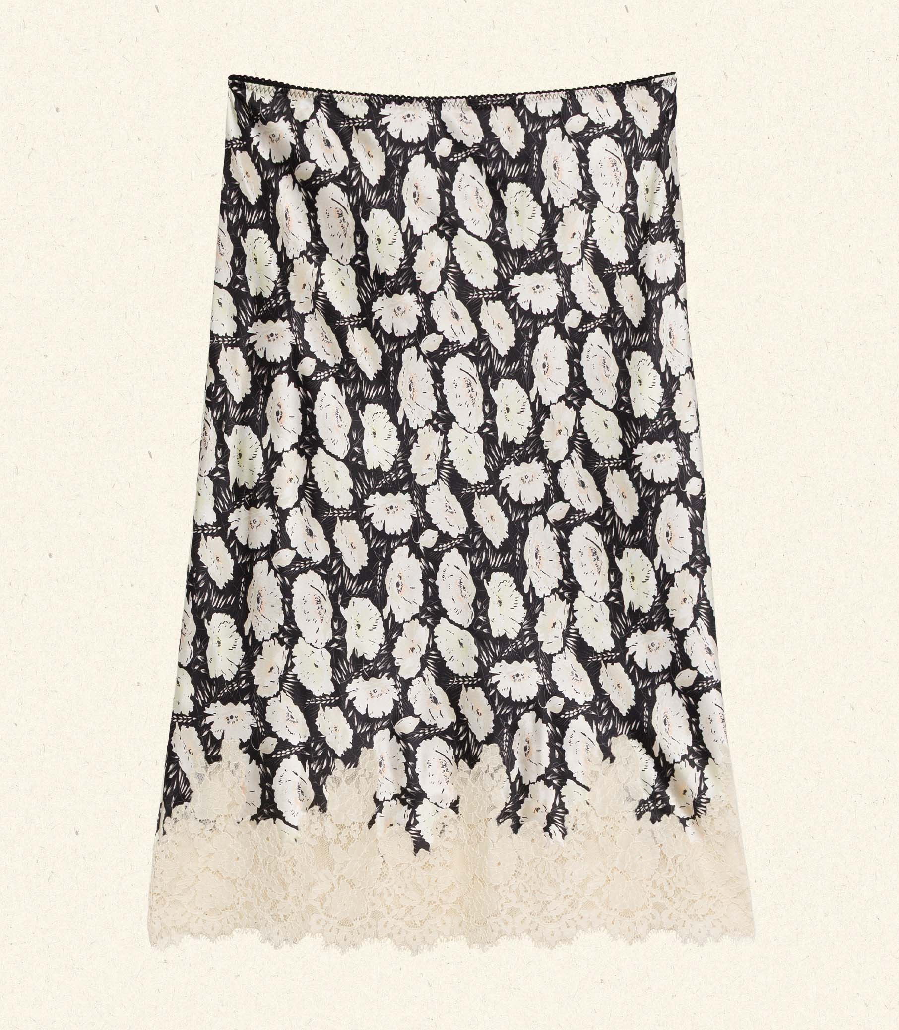 Elowette Skirt - Noir Fleurs D'Anemone | DÔEN | DOEN