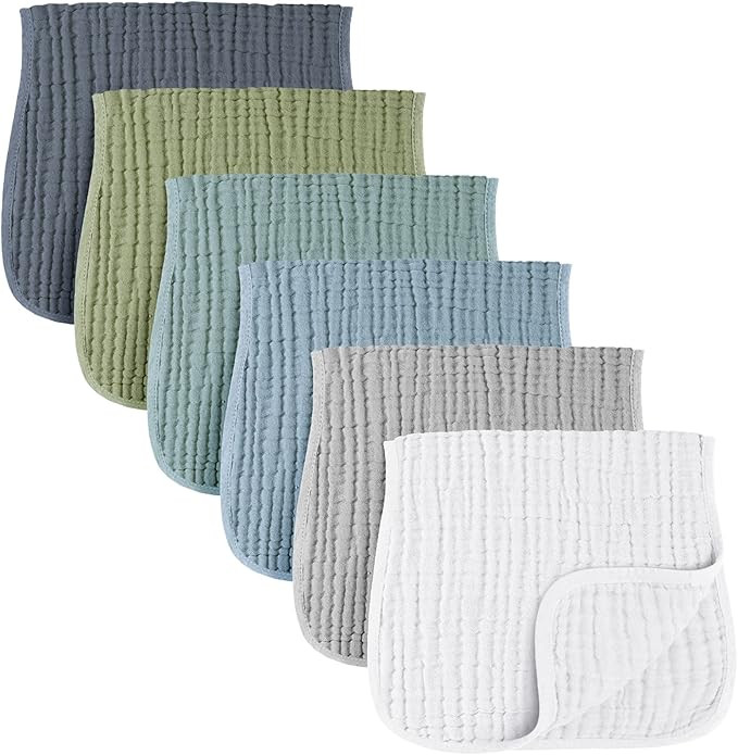 Konssy Muslin Baby Burp Cloths Sets for Unisex- 6 Pack Large 100% Cotton Burping Clothes for Newb... | Amazon (US)