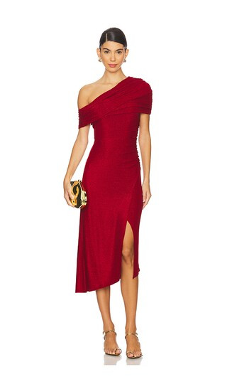 Agustin Midi Dress in Metallic Red Dress Winter Midi Dress Winter Dress Midi Winter Dress Outfits | Revolve Clothing (Global)