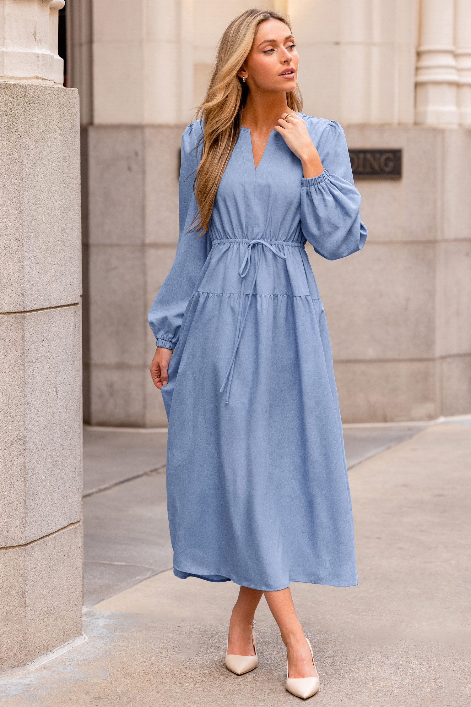 On the Dot Blue Maxi Dress | Cupshe US