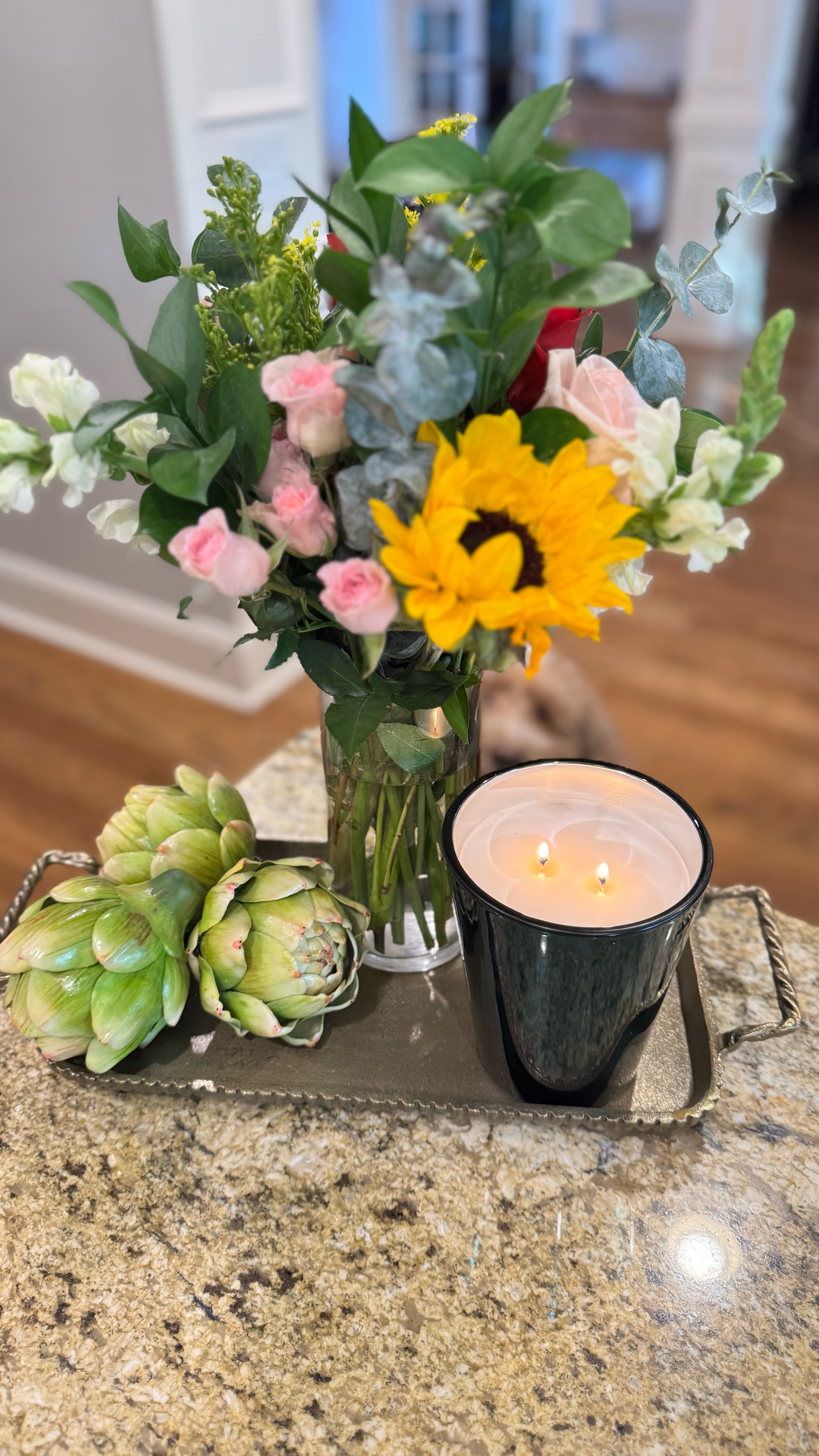 Effortless tray styling anyone can master!

Start with a tray, add a bouquet of fresh flowers, a candle, and your favorite decorative filler. I’m loving these realistic faux artichokes—they add such a fresh touch to my kitchen.

This candle from Target is not only stunning but smells incredible too! I may or may not have stocked up on a few!



#LTKHome #LTKWatchNow #LTKFamily
