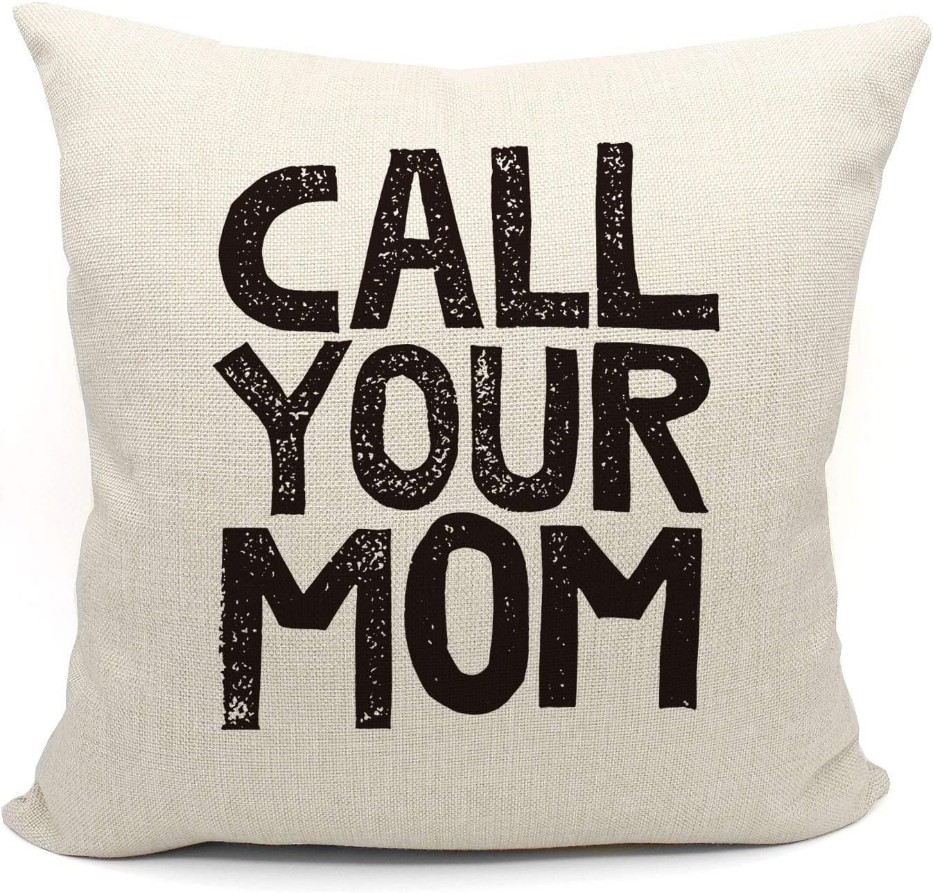 Mancheng-zi Call Your Mom Funny Throw Pillow Case, for Daughter, Son Gifts, Dorm Room Accessories... | Amazon (US)
