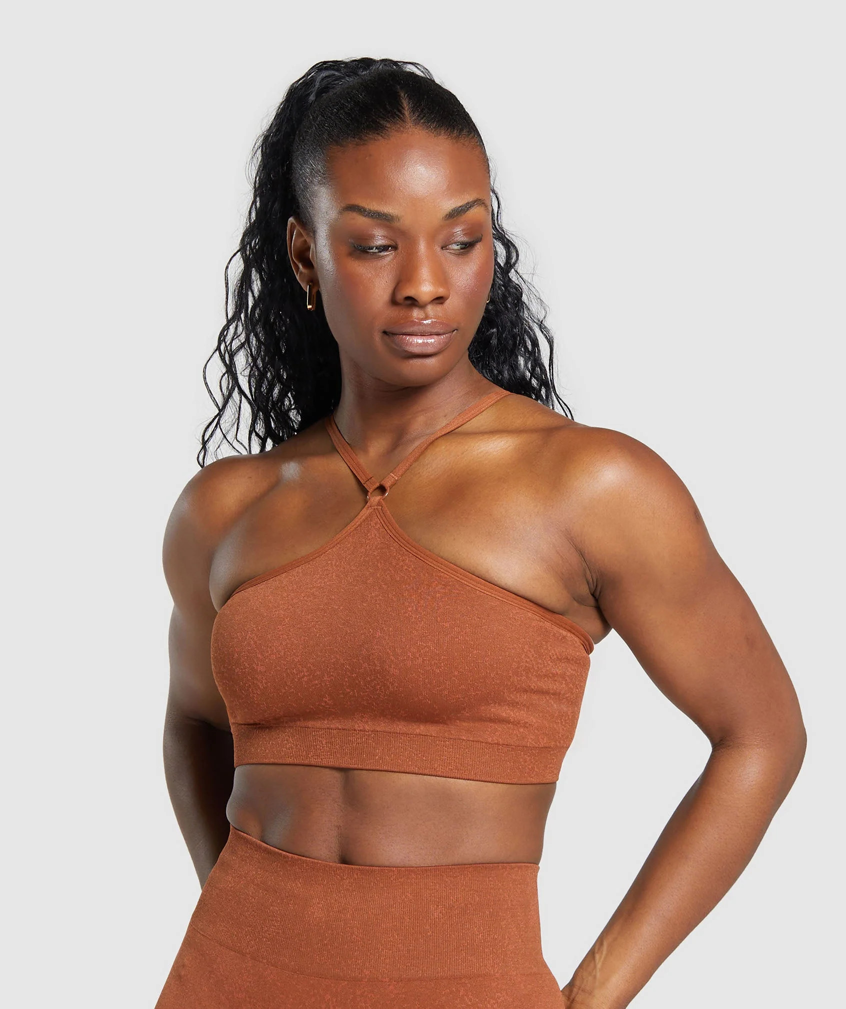 Gymshark Adapt Fleck Seamless Halterneck Bralette - Copper Brown/Terracotta Orange | Gymshark US