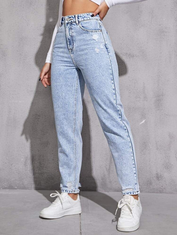 Zipper Fly Tapered Jeans | SHEIN
