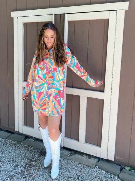 Use code erinA10 at checkout to save 10% The cutest abstract print shirt dress and it’s tall girl approved! Fun bright colors for summer! 

#LTKstyletip #LTKunder50 #LTKFind