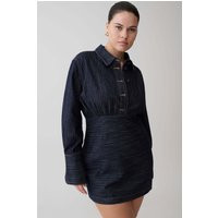 Zarah Denim Long Sleeve Mini Dress / Indigo Pinstripe | MESHKI | M | MESHKI US