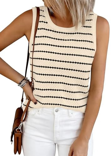 NALANISA Women's Trendy Tank Tops 2026 Crochet Summer Spring Striped Sweater Vest Casual Loose Sl... | Amazon (US)