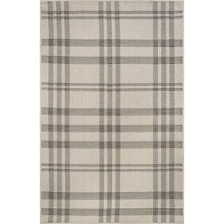 Coastal Gray/Beige 9 ft. x 12 ft. Plaid Washable Easy Jute Modern Indoor Outdoor Area Rug | The Home Depot