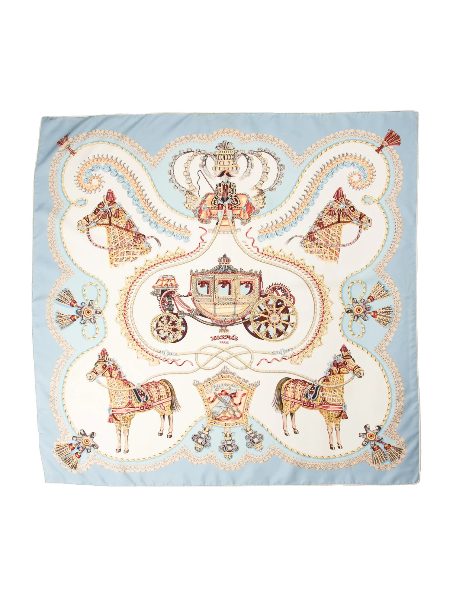 Herm\u00e8s Paperoles Silk Scarf - Blue Scarves and Shawls, Accessories - HER833595 | The RealRea... | The RealReal