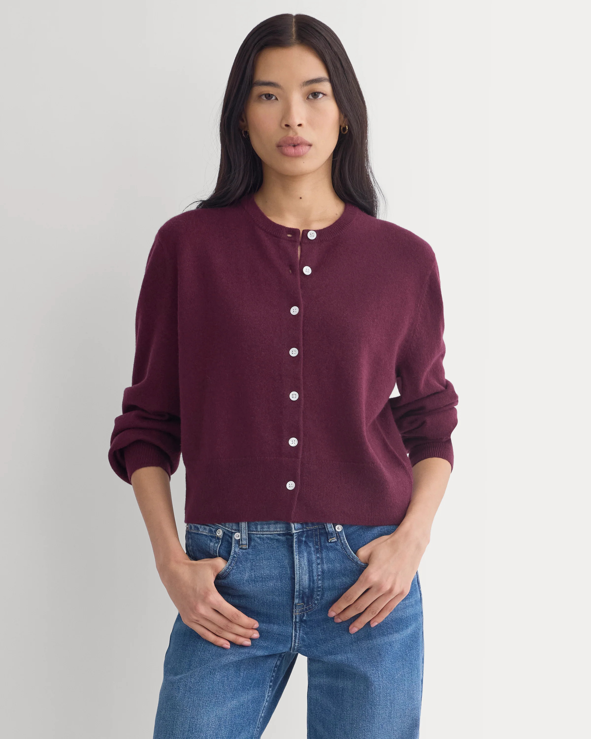 Cashmere Cropped Cardigan | Deep Plum | Everlane