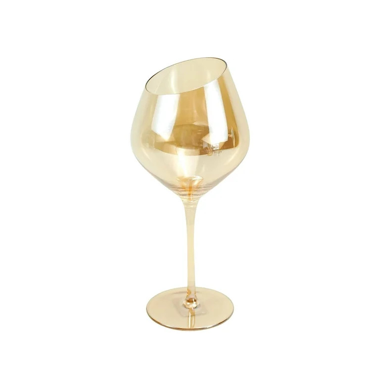 Jeanne Fitz Slanted Gold Wine Glasses, Set of 2. Unique Wine Glasses with Long Stem for Red Wine,... | Walmart (US)