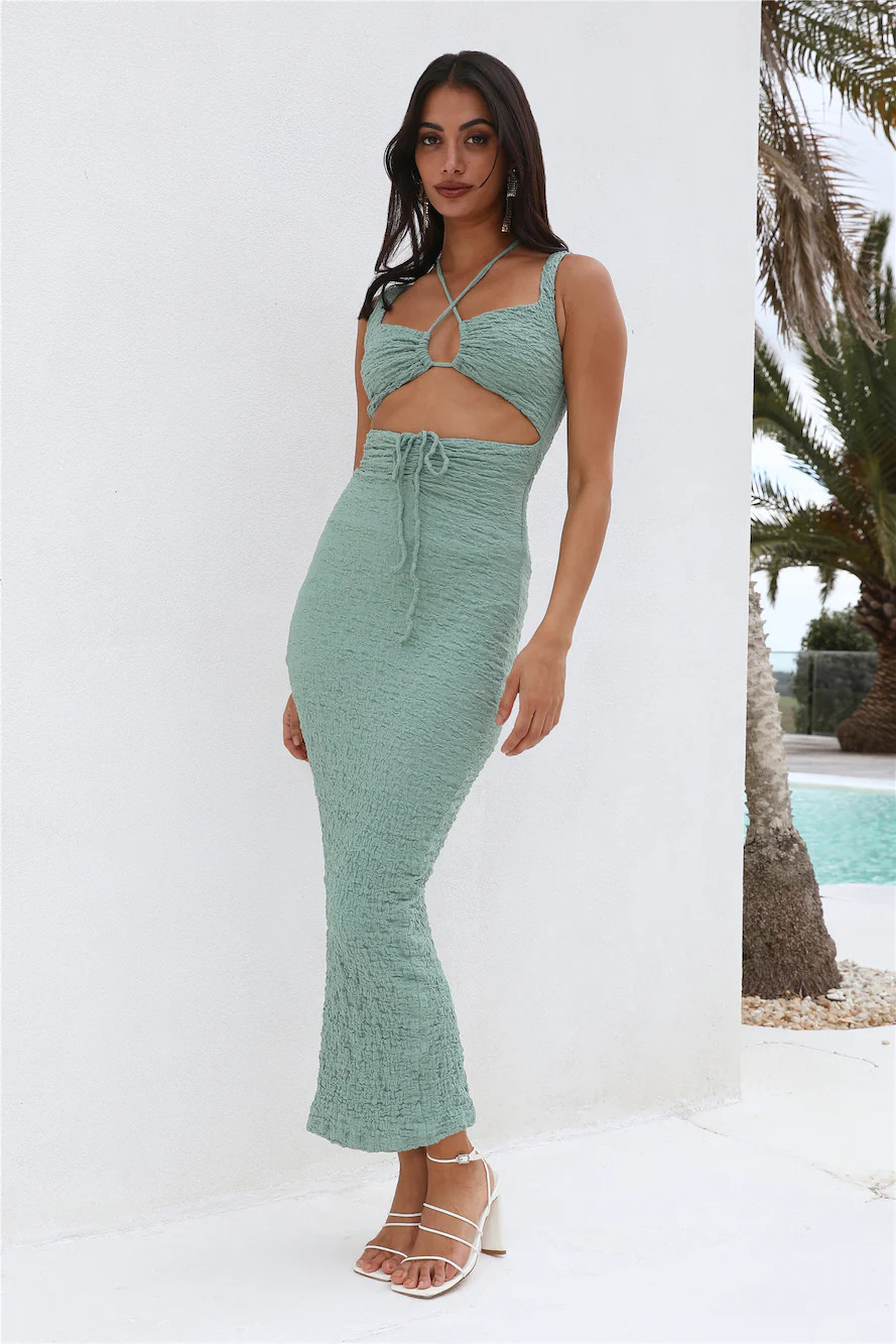 Found Gold Midi Dress Sage | Hello Molly (AU)