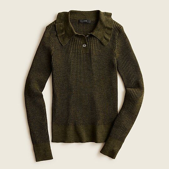 Ruffle-collar ribbed merino wool sweater | J.Crew US