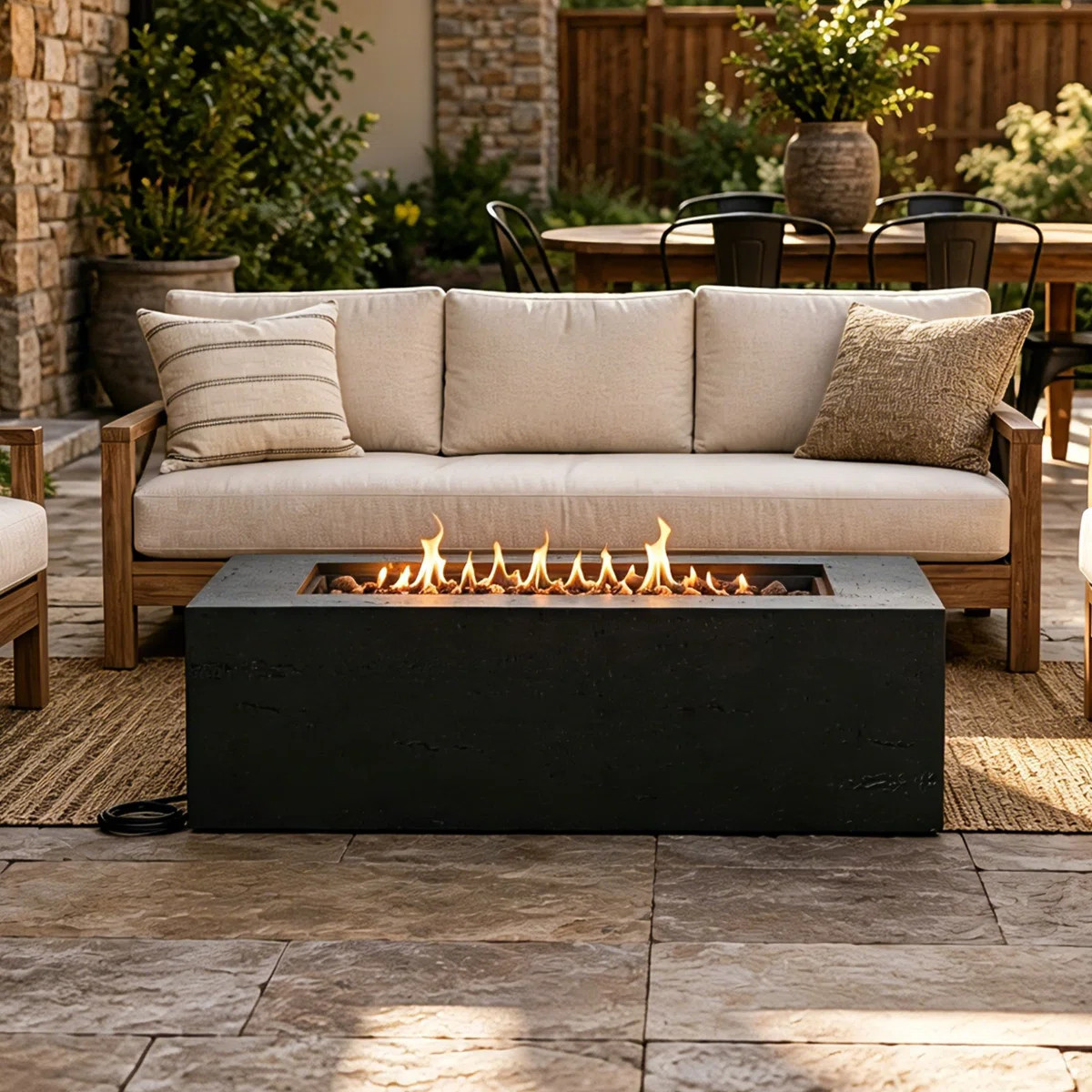 41.9'' Rectangular Propane Fire Pit Table, 40,000 BTU Outdoor Gas Fire Pit With MGO Build, Steel ... | Wayfair North America