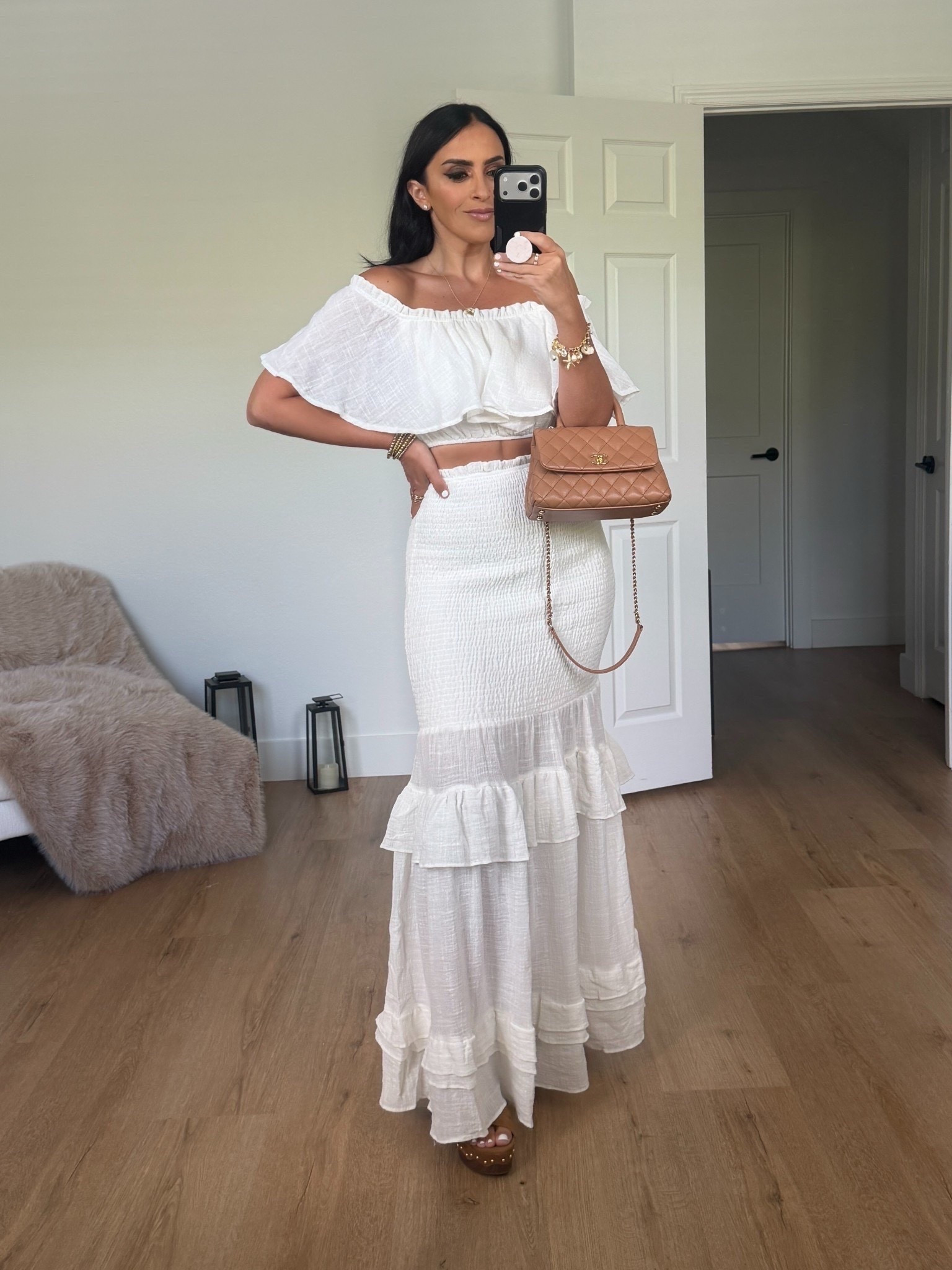 JLUXLABEL Sienna Ruffled Skirt set wearing size medium.